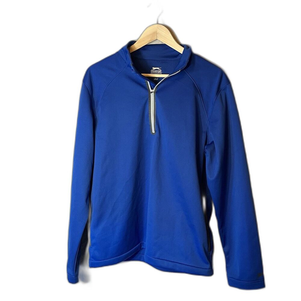 Slazenger Golf 1/4 Zip 100% Polyester Pullover Mens Medium Blue